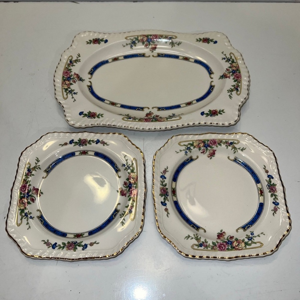 Set of 3 old English Johnson Bros floral plates